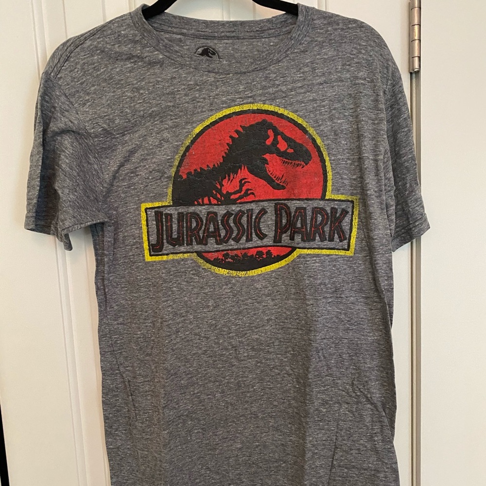 Textured Soft Grey Jurassic Park T-Shirt
